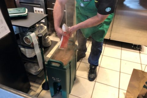 Starbuck staff helped prepare hot chocolate