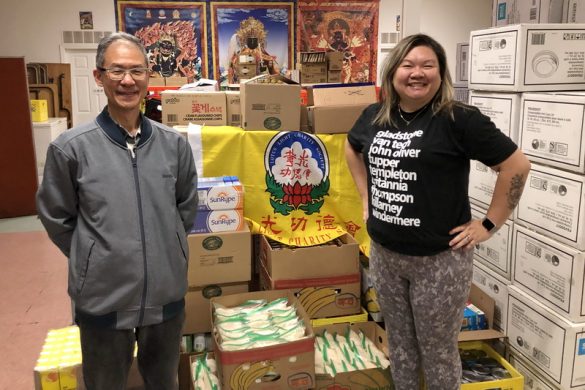 Sandy of Xpey' Elementary happily received donation 